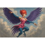 Harpie Lady in graceful flight pose, – Animal Gaming Playmat