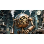 A steampunk machine illustration in m… – Portrait Gaming Playmat