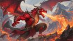 A fierce dragon artwork in Daarken’s – Nature Gaming Playmat