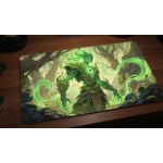 Custom gaming playmat design featuring a forest with earth in nature style with green tones optimized for landscape format...