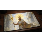 Custom gaming playmat design featuring a magic with crown in fantasy style featuring white and gold colors creating a epic...