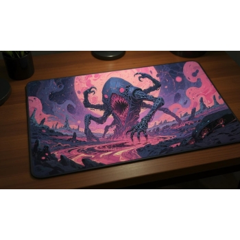 Custom gaming playmat design featuring artwork inspired by 'A cosmic horror illustration i...' in abstract style featuring...