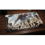 Custom gaming playmat design featuring a city in fantasy style optimized for landscape format created by Bozo Egg