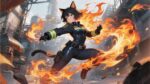 A flame-powered fighter illustration … – Animal Gaming Playmat