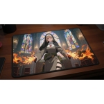 Custom gaming playmat design featuring a fire in fantasy style optimized for landscape format created by Bozo Egg