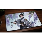 Custom gaming playmat design featuring a sword in abstract style optimized for landscape format created by Bozo Egg