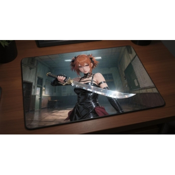 Custom gaming playmat design featuring artwork inspired by 'A hyperrealistic artwork in Di...' in portrait style creating ...