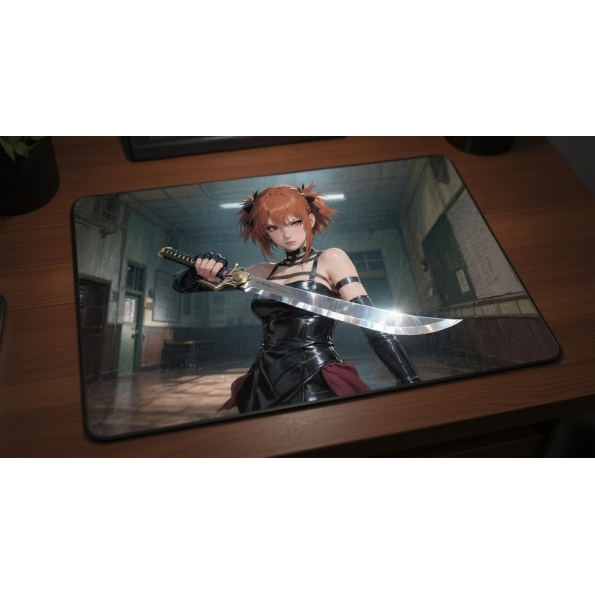 Custom gaming playmat design featuring artwork inspired by 'A hyperrealistic artwork in Di...' in portrait style creating ...