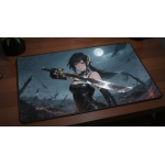 Custom gaming playmat design featuring artwork inspired by 'A hyperrealistic illustration ...' in portrait style optimized...
