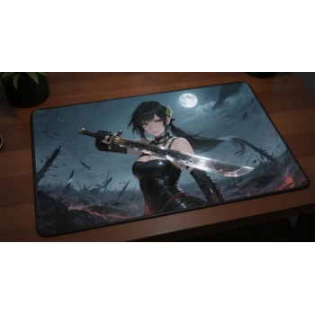 Custom gaming playmat design featuring artwork inspired by 'A hyperrealistic illustration ...' in portrait style optimized...