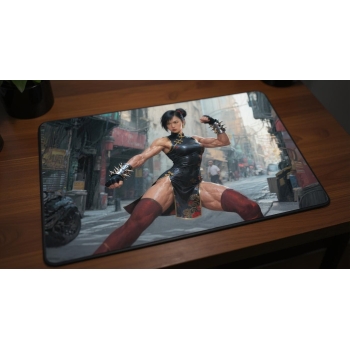 Custom gaming playmat design featuring artwork inspired by 'A hyperrealistic artwork in Ro...' in urban style optimized fo...