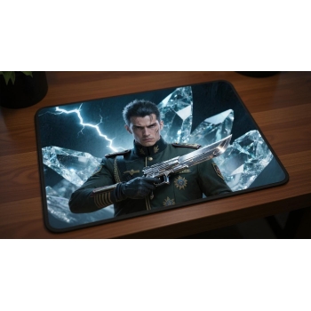 Custom gaming playmat design featuring a lightning in portrait style optimized for landscape format created by Bozo Egg