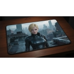 Custom gaming playmat design featuring artwork inspired by 'A hyperrealistic portrait in B...' in portrait style optimized...