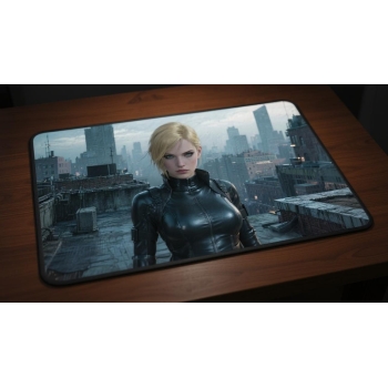 Custom gaming playmat design featuring artwork inspired by 'A hyperrealistic portrait in B...' in portrait style optimized...