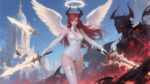 A demon summoner artwork in Bayonetta – Dark Gaming Playmat