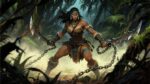A warrior illustration in fantasy mon… – Custom Gaming Playmat