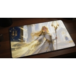 Custom gaming playmat design featuring a staff with magic, mage in fantasy style featuring white and gold colors optimized...