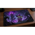 Custom gaming playmat design featuring a tower with magic in fantasy style featuring purple and black colors optimized for...