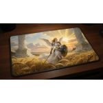 Custom gaming playmat design featuring a knight with warrior in fantasy style featuring white and gold colors optimized fo...