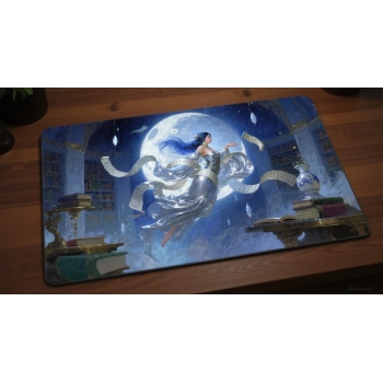 Custom gaming playmat design featuring artwork inspired by 'Tamiyo's Moonlit Revelation A ...' in fantasy style featuring ...