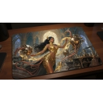 Custom gaming playmat design featuring artwork inspired by 'Saheeli's Artifice Incarnate A...' in animal style featuring r...