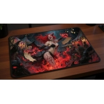 Custom gaming playmat design featuring artwork inspired by 'A diabolic gravure scene in Lu...' with crimson tones optimize...