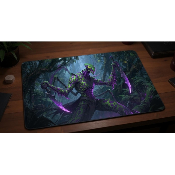 Custom gaming playmat design featuring artwork inspired by 'A alien horror artwork in Atey...' in sci-fi style featuring r...