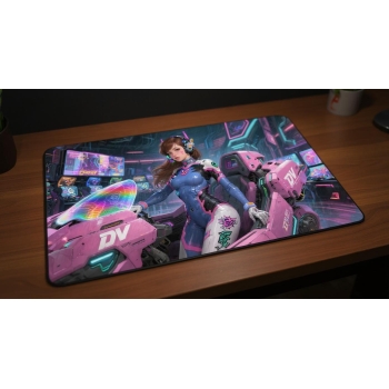 Custom gaming playmat design featuring a spirit in sci-fi style with pink tones optimized for landscape format created by ...