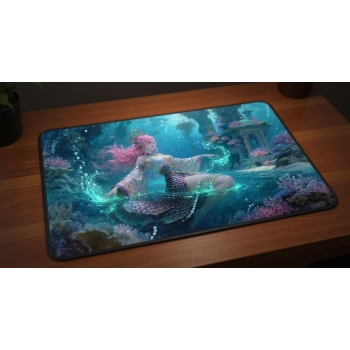 Custom gaming playmat design featuring a magic in fantasy style with pink tones optimized for landscape format created by ...