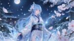 Ayaka’s Frozen Blossom A elegant gravure – Fantasy Gaming Playmat