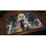 Custom gaming playmat design featuring artwork inspired by 'Keqing's Jade Pinnacle A deter...' featuring gold and violet c...