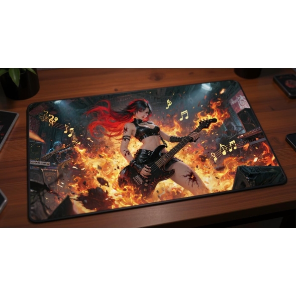 Custom gaming playmat design featuring a magic in fantasy style with red tones optimized for landscape format created by B...