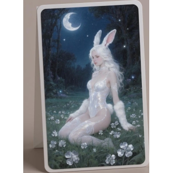 Custom Artist Trading Card featuring a magic with forest in fantasy style featuring red and white colors creating a peacef...