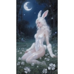 Lunar Rabbit’s Moonlit Meadow A celes… – Fantasy Artist Trading Card