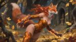 Crimson Fox’s Autumn Hunt A cunning – Fantasy Gaming Playmat