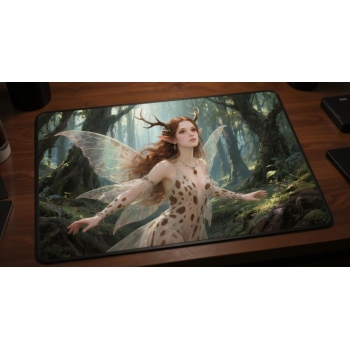 Custom gaming playmat design featuring a forest in nature style creating a peaceful atmosphere optimized for landscape for...