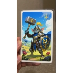 Custom Artist Trading Card featuring a knight in fantasy style featuring blue and yellow colors creating a epic atmosphere...