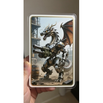 Custom Artist Trading Card featuring a dragon with beast in fantasy style optimized for landscape format created by Golden...